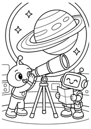 Rocket Pals — Black-and-white coloring page