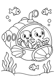 Reef Pals — Black-and-white coloring page