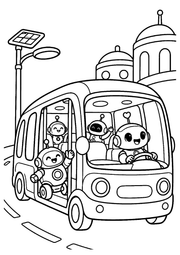 Robo Pals — Black-and-white coloring page