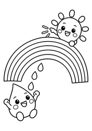 Cloud Pals — Black-and-white coloring page