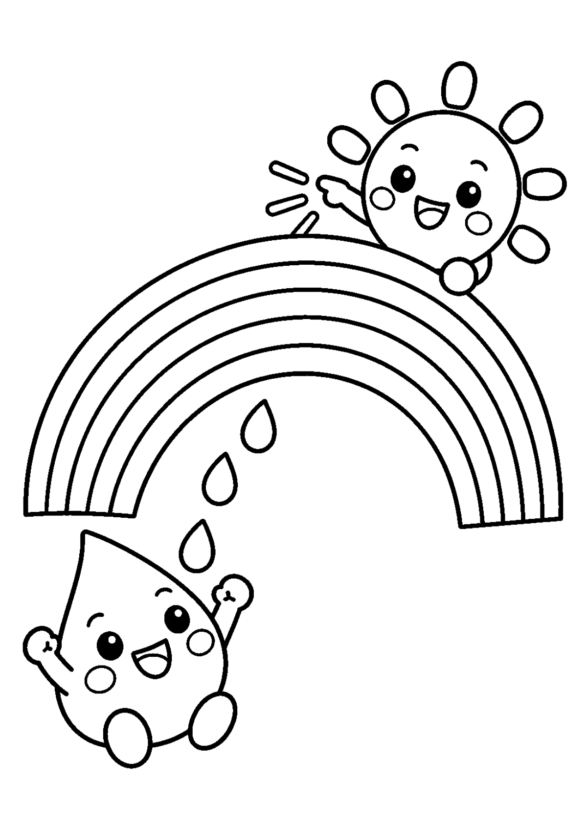 Cloud Pals — Black-and-white coloring page