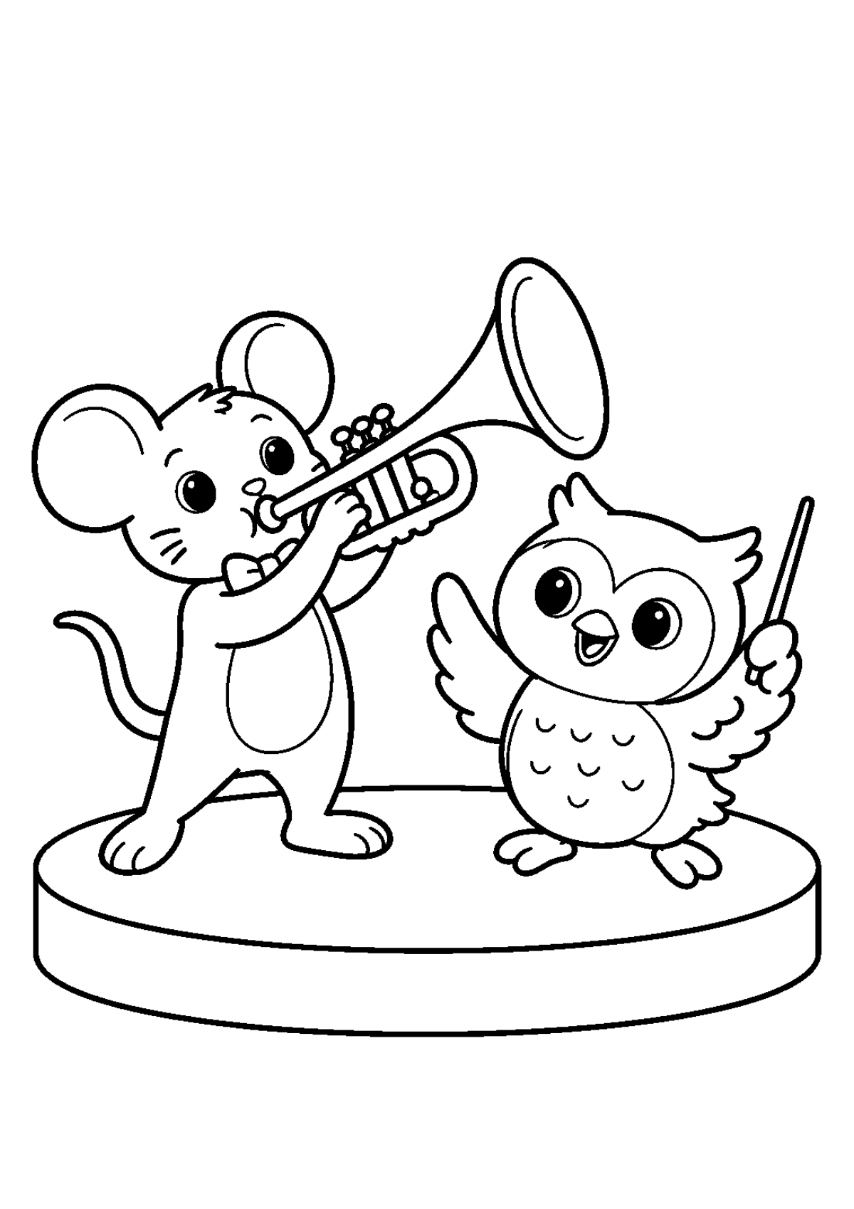 Music Pals — Black-and-white coloring page