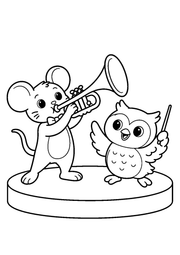 Music Pals — Black-and-white coloring page