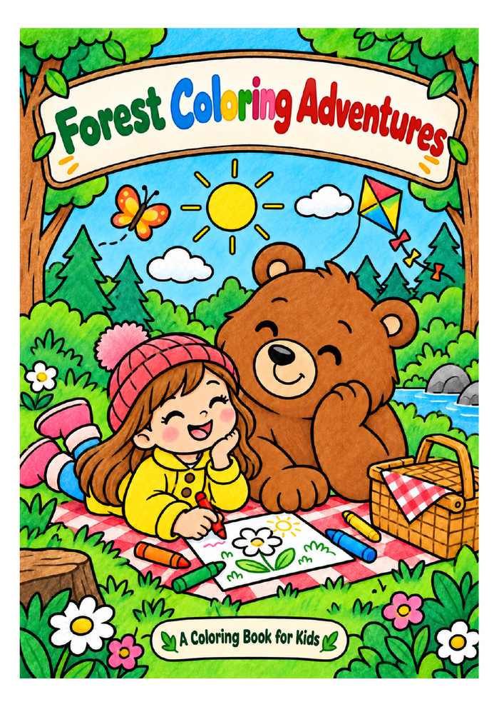 Forest Coloring Adventures PDF book with an English-language cover