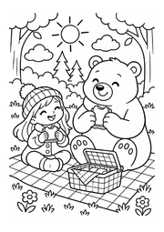 The matching forest picnic coloring page